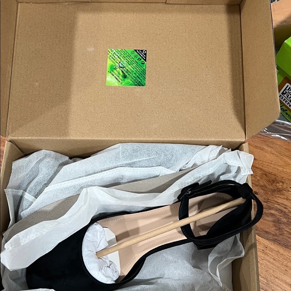 Greatonu Black Suede Block Heel Pumps Shoes Ankle Strap Size 10 Brand New - Picture 7 of 9